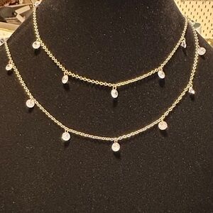 NWT - INC GOLD TONED NECKLACE WITH CRYSTAL DROPS